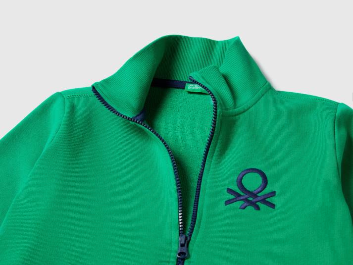 kinderen Benetton sweatshirt van zuiver katoen met ritssluiting groente 4R621871