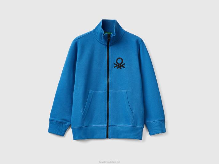 kinderen Benetton sweatshirt van zuiver katoen met ritssluiting helderblauw 4R621834