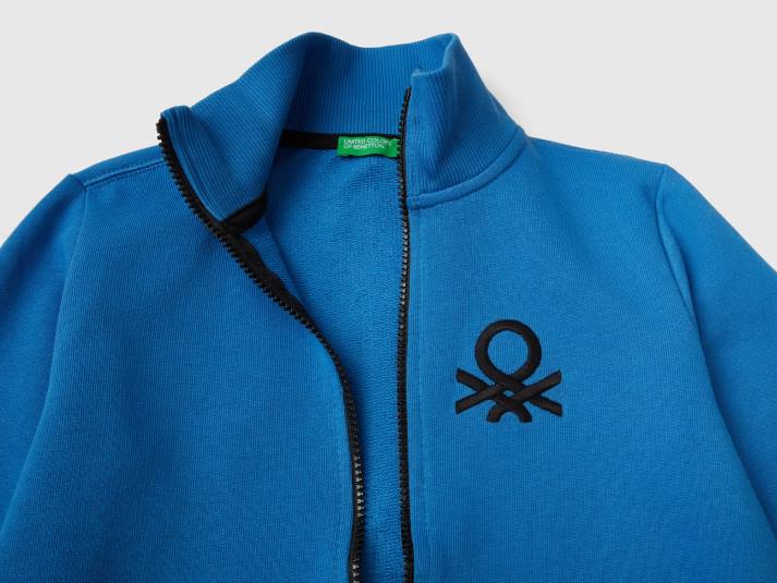 kinderen Benetton sweatshirt van zuiver katoen met ritssluiting helderblauw 4R624850