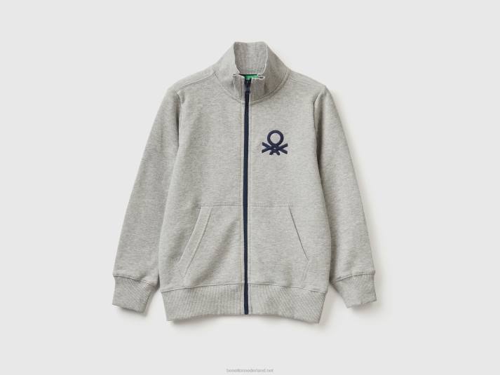 kinderen Benetton sweatshirt van zuiver katoen met ritssluiting lichtgrijs 4R624889