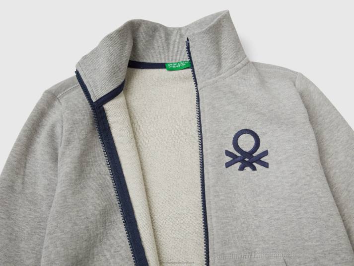 kinderen Benetton sweatshirt van zuiver katoen met ritssluiting lichtgrijs 4R624889