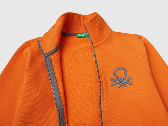kinderen Benetton sweatshirt van zuiver katoen met ritssluiting oranje 4R621807