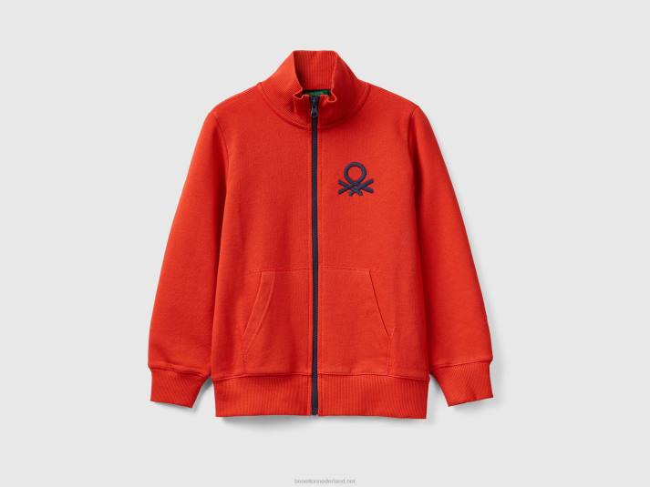 kinderen Benetton sweatshirt van zuiver katoen met ritssluiting rood 4R624871