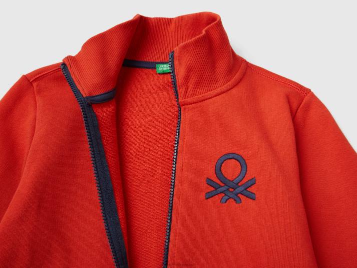 kinderen Benetton sweatshirt van zuiver katoen met ritssluiting rood 4R624871