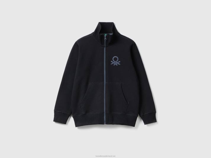 kinderen Benetton sweatshirt van zuiver katoen met ritssluiting zwart 4R621872