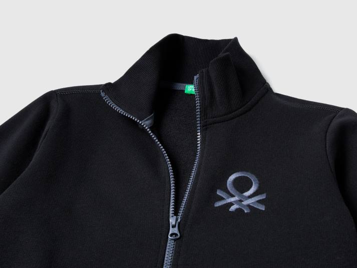 kinderen Benetton sweatshirt van zuiver katoen met ritssluiting zwart 4R621872