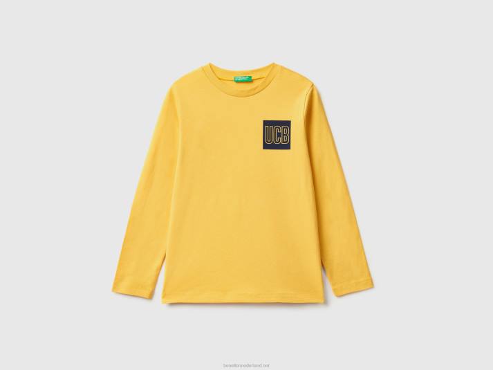 kinderen Benetton T-shirt met lange mouwen en logo geel 4R621718