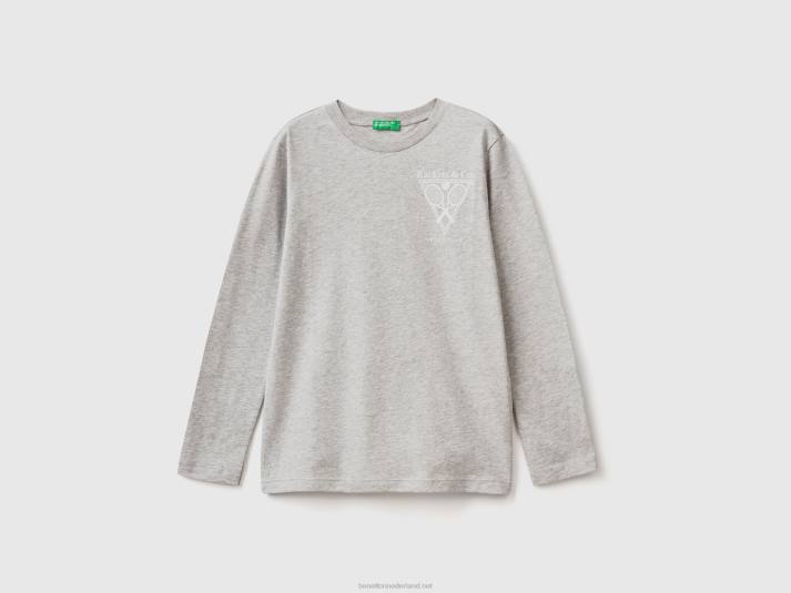 kinderen Benetton T-shirt met lange mouwen en print lichtgrijs 4R621769