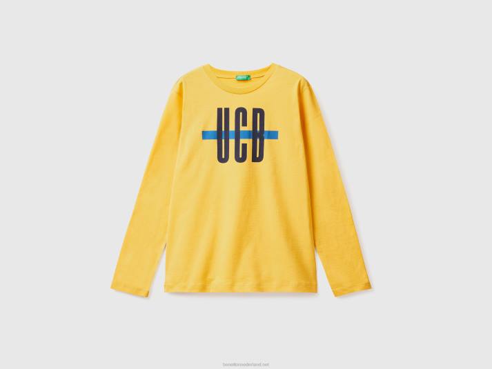 kinderen Benetton T-shirt met lange mouwen van biologisch katoen geel 4R621660
