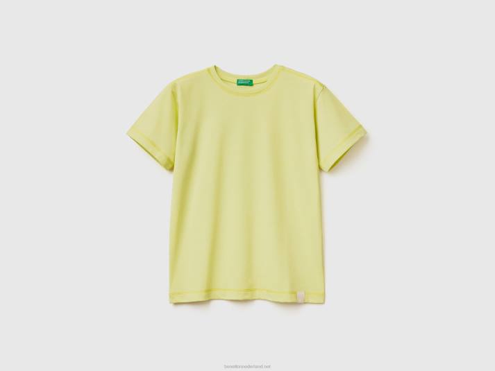 kinderen Benetton T-shirt met ronde hals van gerecyclede stof Neon Geel 4R621688