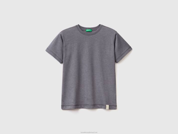 kinderen Benetton T-shirt met ronde hals van gerecyclede stof donkergrijs 4R621654
