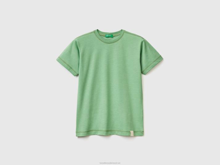 kinderen Benetton T-shirt met ronde hals van gerecyclede stof licht groen 4R621724
