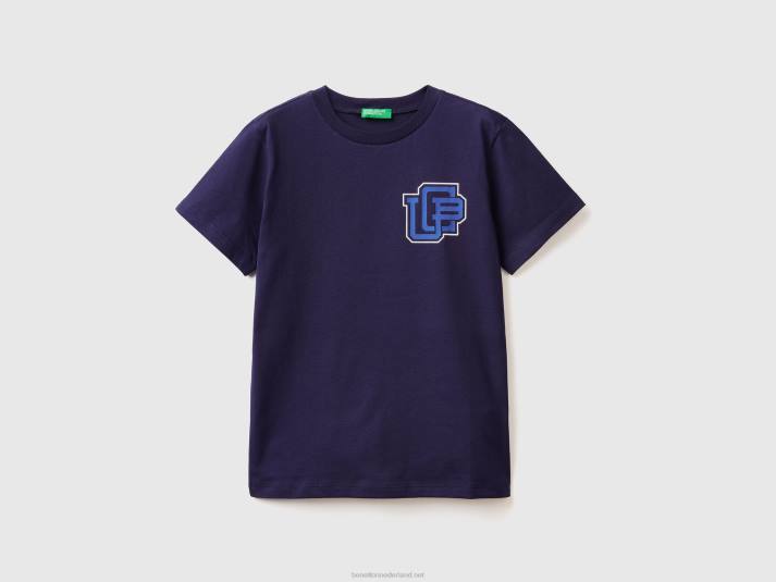 kinderen Benetton T-shirt van 100% biologisch katoen donkerblauw 4R624785