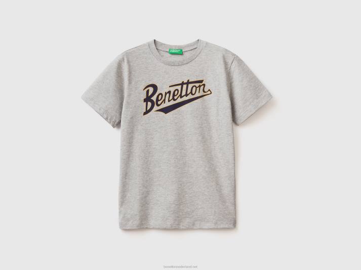 kinderen Benetton T-shirt van 100% biologisch katoen lichtgrijs 4R624789