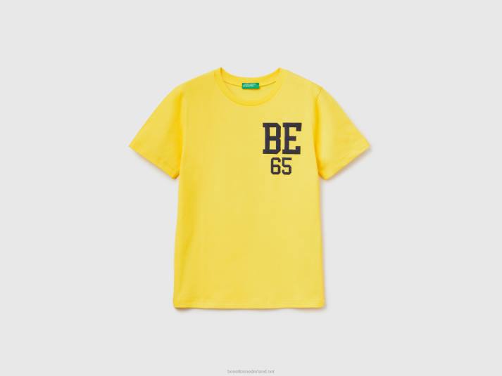kinderen Benetton T-shirt van 100% biologisch katoen met logo geel 4R621665