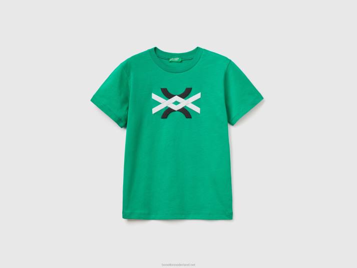 kinderen Benetton T-shirt van 100% biologisch katoen met logo groente 4R621725