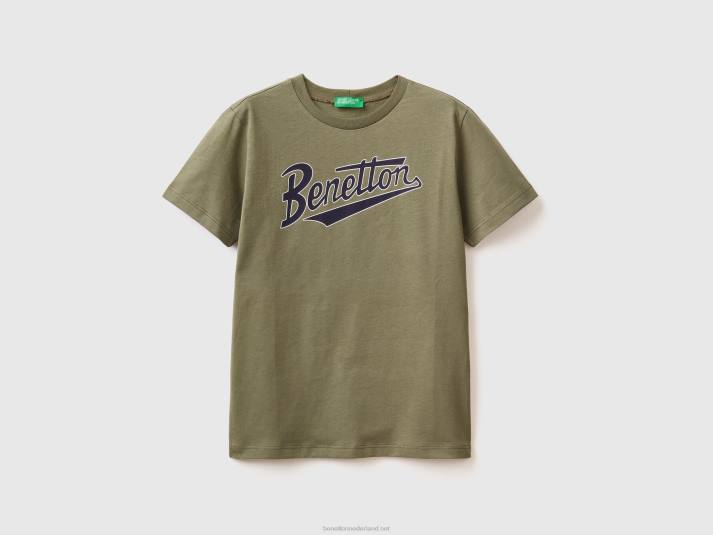 kinderen Benetton T-shirt van 100% biologisch katoen militair groen 4R621669