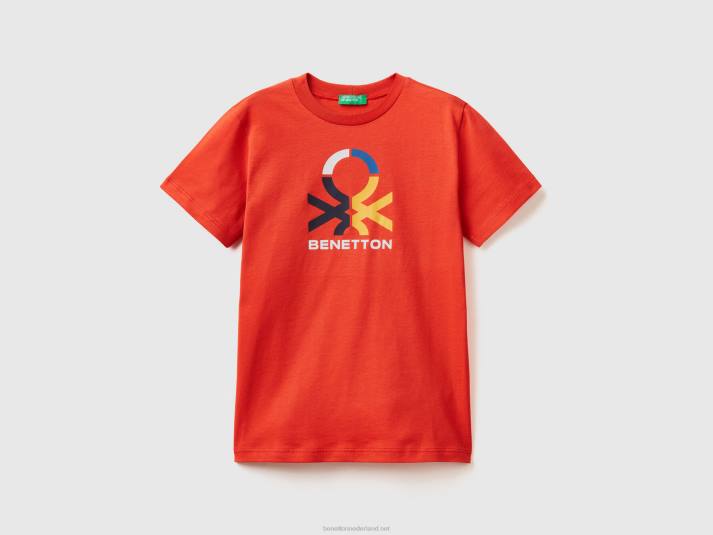 kinderen Benetton T-shirt van 100% biologisch katoen rood 4R621713