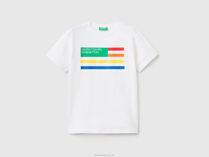 kinderen Benetton T-shirt van 100% biologisch katoen wit 4R621745