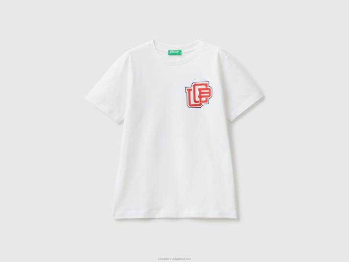 kinderen Benetton T-shirt van 100% biologisch katoen wit 4R621756