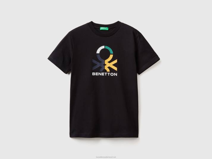 kinderen Benetton T-shirt van 100% biologisch katoen zwart 4R624790
