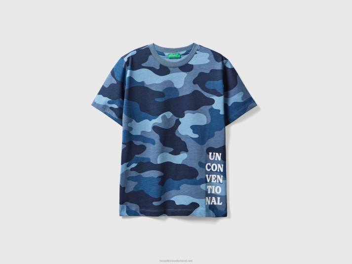 kinderen Benetton T-shirt van 100% katoen met print blauw 4R624770