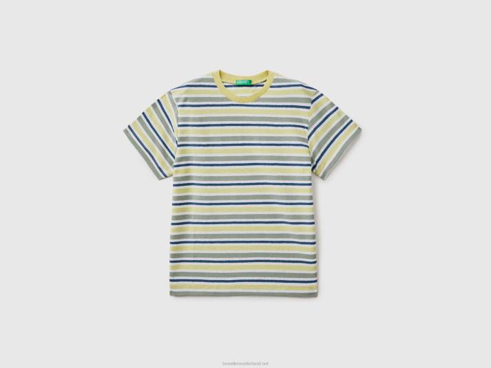 kinderen Benetton gestreept T-shirt van linnenmix geel 4R621736