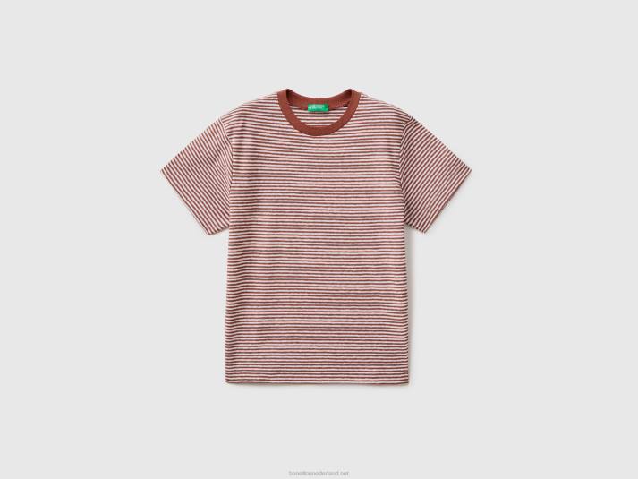 kinderen Benetton gestreept T-shirt van linnenmix rood 4R621708