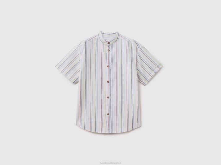 kinderen Benetton gestreept overhemd van linnenmix wit 4R621707