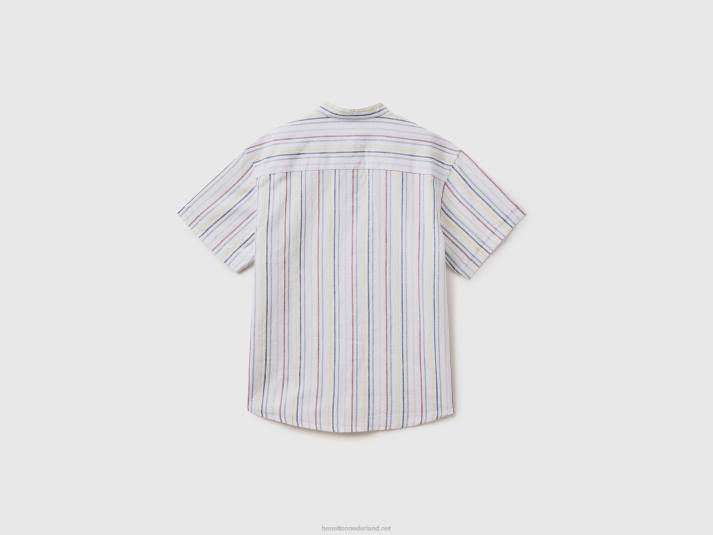 kinderen Benetton gestreept overhemd van linnenmix wit 4R621707