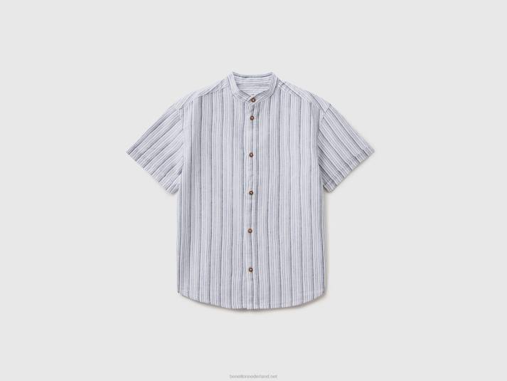 kinderen Benetton gestreept overhemd van linnenmix wit 4R621796