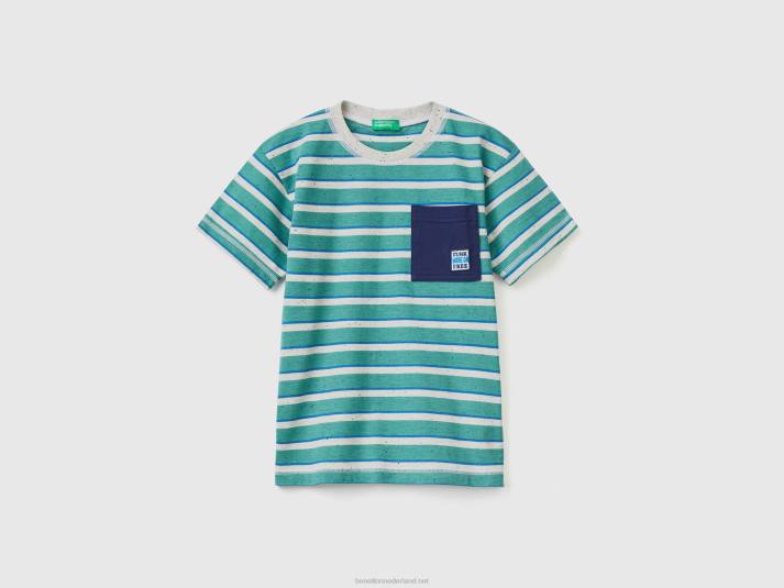 kinderen Benetton gestreept t-shirt met zak groente 4R621704