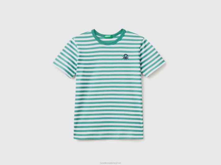 kinderen Benetton gestreept t-shirt van 100% katoen groente 4R624780