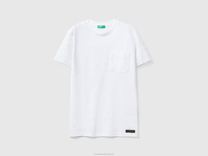 kinderen Benetton jacquard t-shirt met zak wit 4R621689