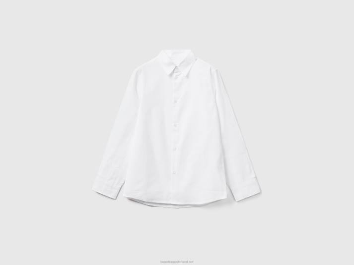 kinderen Benetton klassiek overhemd van zuiver katoen wit 4R621803