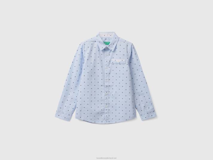 kinderen Benetton overhemd met micropatroon hemelsblauw 4R621792