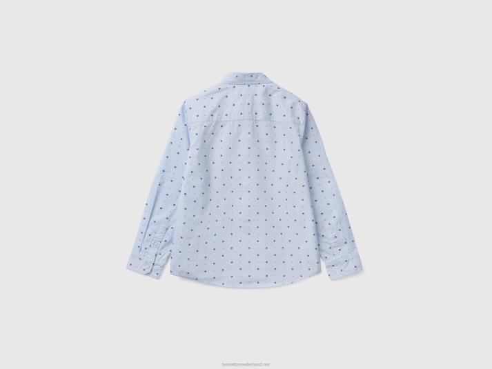 kinderen Benetton overhemd met micropatroon hemelsblauw 4R621792