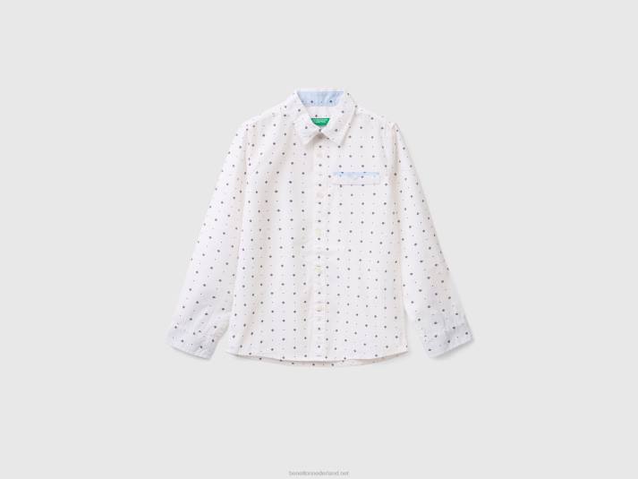 kinderen Benetton overhemd met micropatroon wit 4R621690