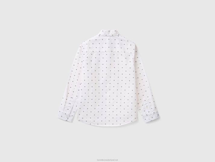 kinderen Benetton overhemd met micropatroon wit 4R621690