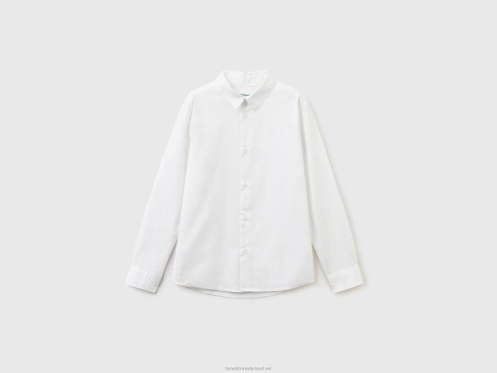 kinderen Benetton slim fit overhemd met lange mouwen wit 4R621804