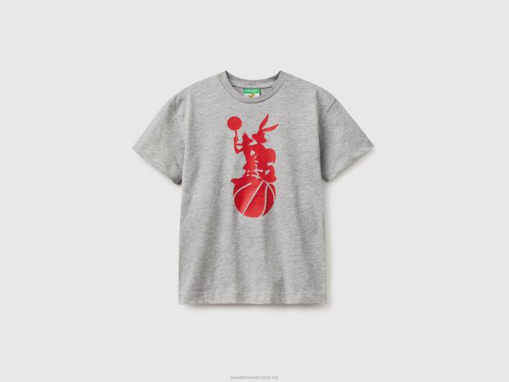 kinderen Benetton space jam t-shirt met korte mouwen lichtgrijs 4R624775