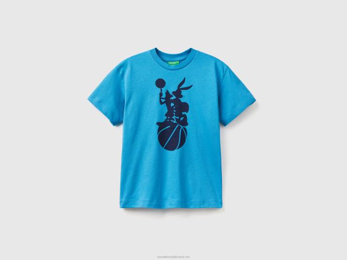 kinderen Benetton space jam t-shirt met korte mouwen turkoois 4R621793