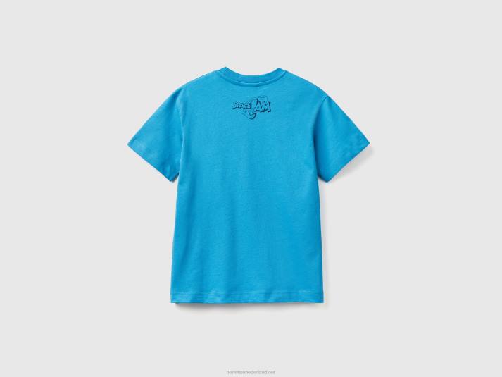 kinderen Benetton space jam t-shirt met korte mouwen turkoois 4R621793