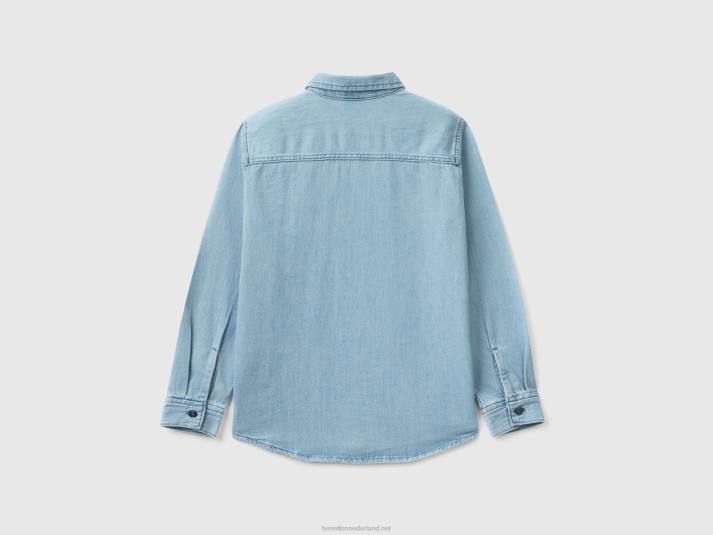 kinderen Benetton spijkerblouse met borstzakje blauw 4R621780