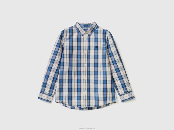 kinderen Benetton sportief overhemd van 100% katoen donkerblauw 4R624763