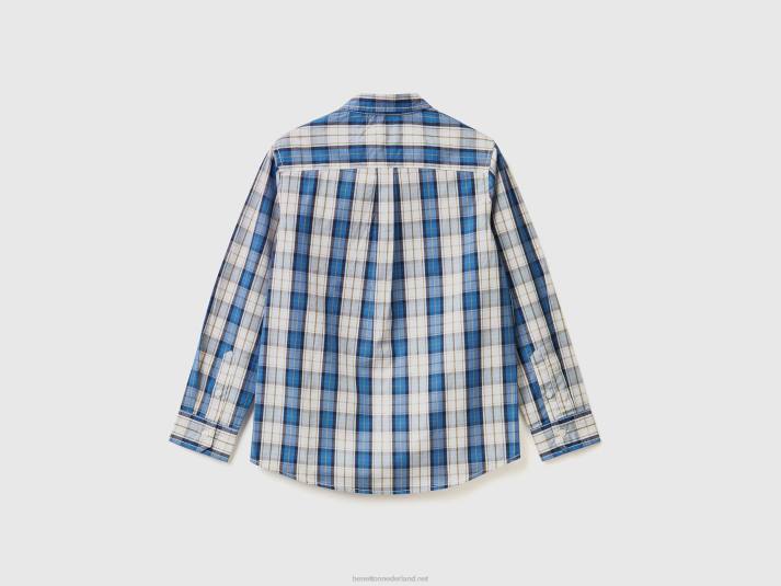 kinderen Benetton sportief overhemd van 100% katoen donkerblauw 4R624763