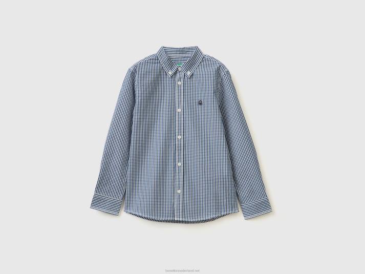 kinderen Benetton sportief overhemd van 100% katoen luchtmacht blauw 4R621802