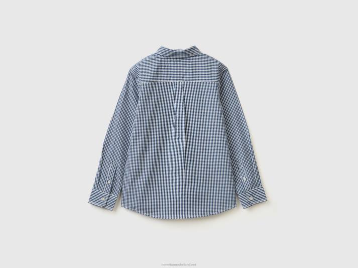 kinderen Benetton sportief overhemd van 100% katoen luchtmacht blauw 4R621802