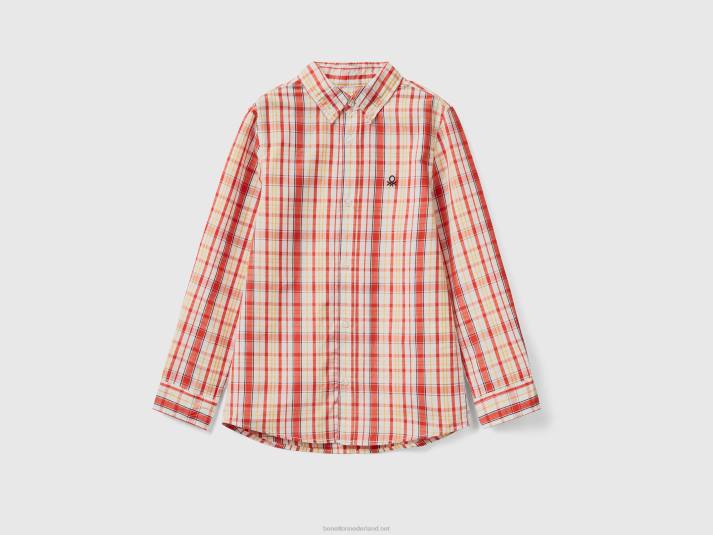 kinderen Benetton sportief overhemd van 100% katoen rood 4R624809