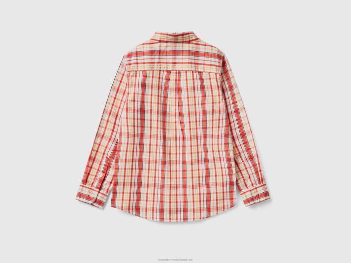 kinderen Benetton sportief overhemd van 100% katoen rood 4R624809